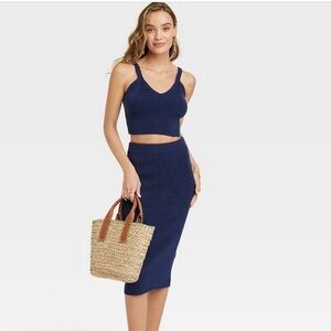 Navy Skirt Set